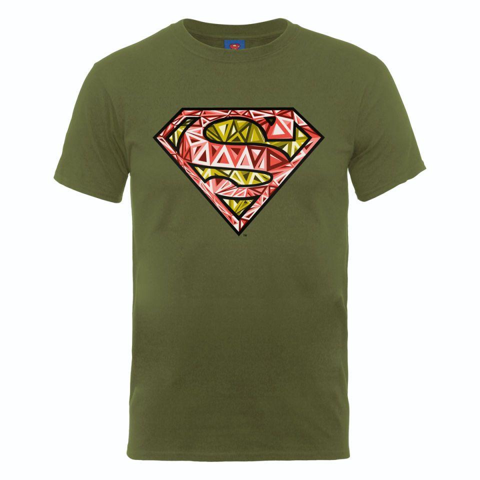 Superman Military Logo - DC Comics Men's T Shirt Superman Cells Logo Green