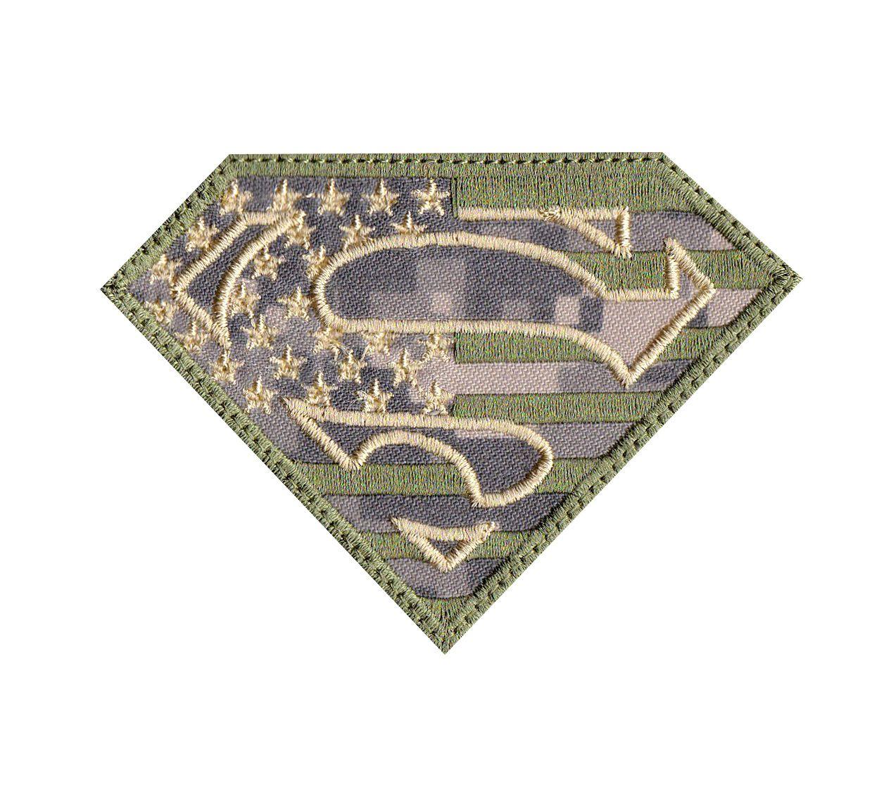 Superman Military Logo - Superman US Flag Camo Military Digicam 3.5 X 2.5 Tactical Morale