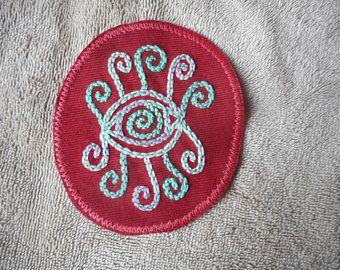 Spiral Green Eyeball Logo - Red spiral patch