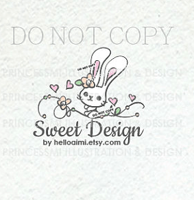 Cute Boutique Logo - 1383-2 Rabbit logo, cute Bunny logo , white rabbit logo, bunny ...