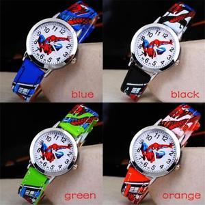 Cute Spider Logo - Cute Spider Man Cartoon Child Boys Girls Kids Analog Quartz Wrist