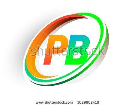 Orange Circle with Line Logo - initial letter PB logotype company name colored orange and green ...