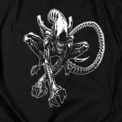 Alien Xenomorph Logo - Alien Xenomorph on Black T-Shirt – overjupiter.com