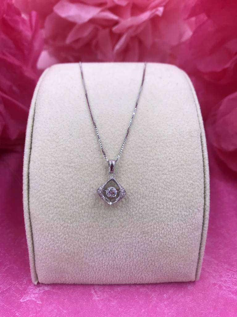Silver Diamond Shaped Logo - Sterling Silver Diamond Shaped Dancing Stone Pendant - It's a Bling ...