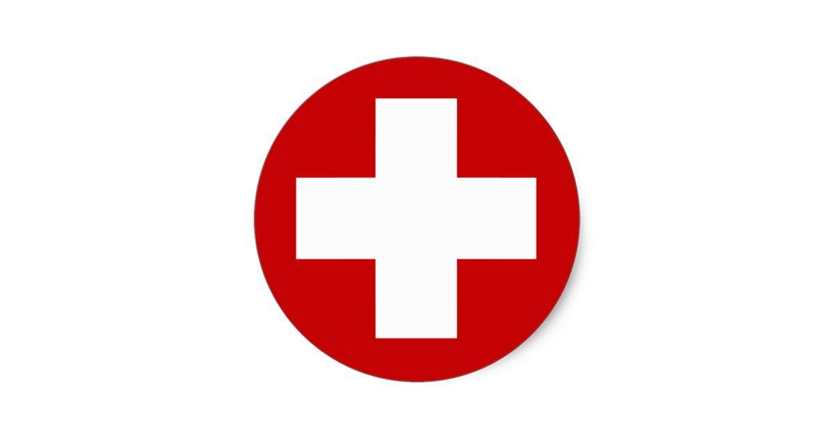 Swiss Red Cross Logo - Swiss Red Cross Emergency Roundell Classic Round Sticker | Zazzle.co.uk
