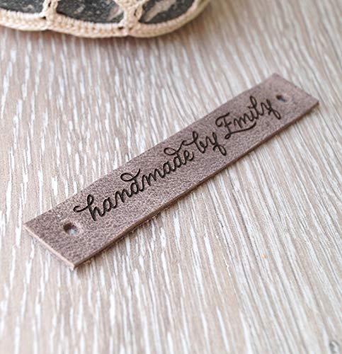 Amazon Handmade Logo - Handmade by leather labels, personalized clothing labels, real