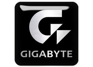 Gigabyte Logo - Gigabyte Logo Black 1x1 Chrome Domed Case Badge / Sticker Logo