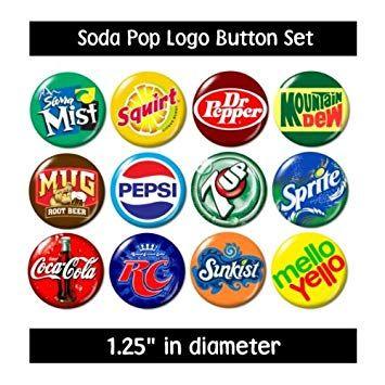 Sunkist Soda Logo - Amazon.com : Soda Pop Logo Buttons Pins (set ) : Everything Else
