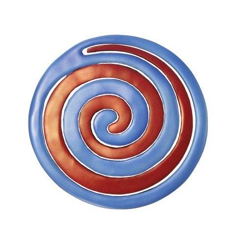 Red and Blue Swirl Logo - Yair Emanuel Anodized Aluminium Two Piece Trivet Set with Red
