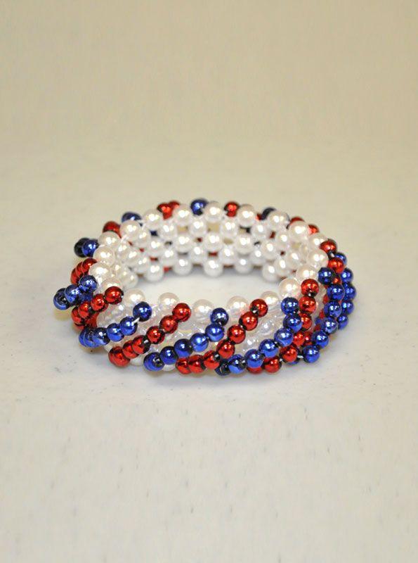 Red and Blue Swirl Logo - Swirl Red, White & Blue Bracelets, from Beads by the Dozen