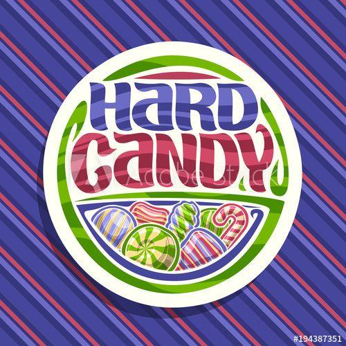 Red and Blue Swirl Logo - Vector logo for Hard Candy, on round sign pile of variety striped