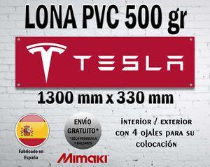 Garage Store Logo - CANVAS LONA PVC CARTEL BANNER TESLA LOGO CAR COCHE LOGOTIPO TIENDA ...