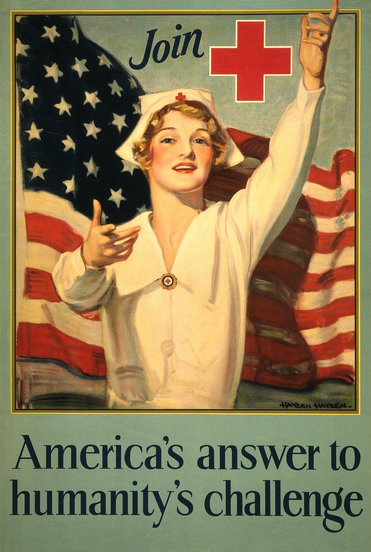 Women American Red Cross Logo - WWI Poster Join [Red Cross Symbol] America's Answer To Humanity's