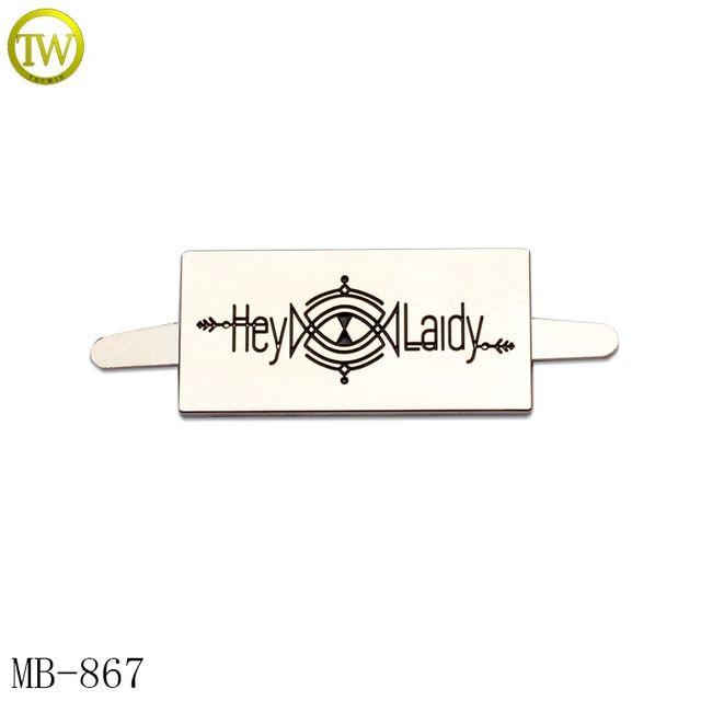 Tag Wholesale Logo - MB867 Wholesale custom bag metal logo plate zinc metal tag for ...