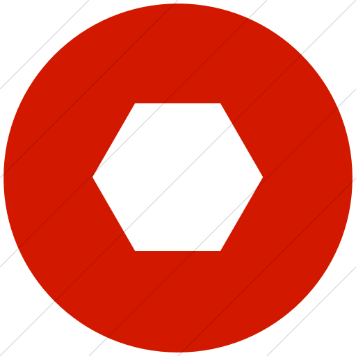 White and Red Filled Hexagon Logo - IconETC Flat circle white on red classica hexagon filled icon