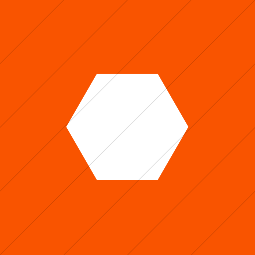 White and Red Filled Hexagon Logo - IconsETC » Flat square white on orange classica hexagon filled icon