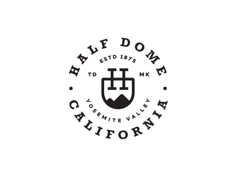 Black and White Half Circle Mountain Logo - Half Dome