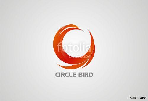 Bird with Orange Circle Logo - Circle bird logo vector