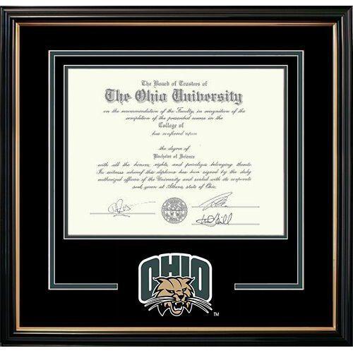 College Cat Logo - Ohio University - Attack Cat Logo Diploma Frame: Petite Black (DFA-06)