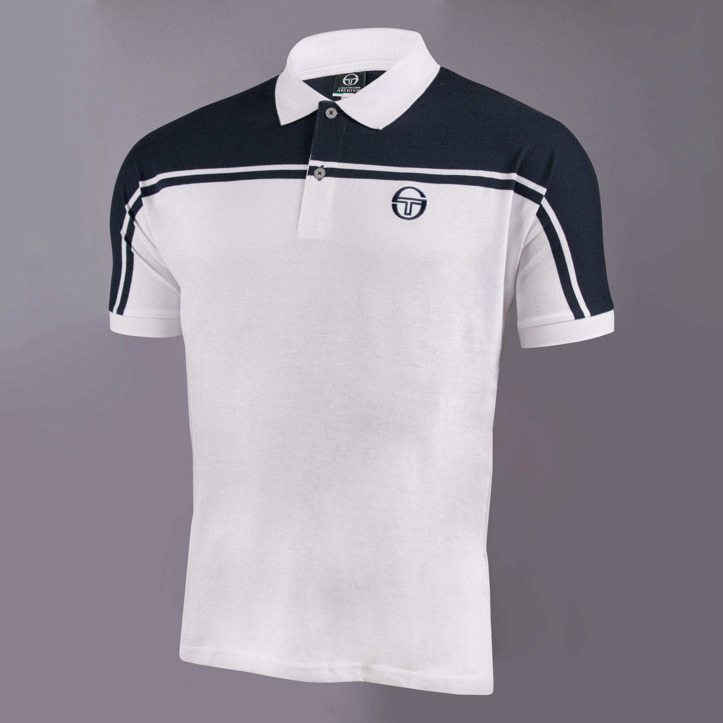 Blue and White Sports Logo - Sergio Tacchini Mens New Young Line Archivio Tennis Polo Navy Blue ...