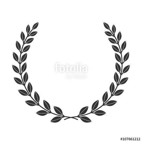 Black and White Leaf Logo - A laurel wreath icon border. Symbol of victory and achievement