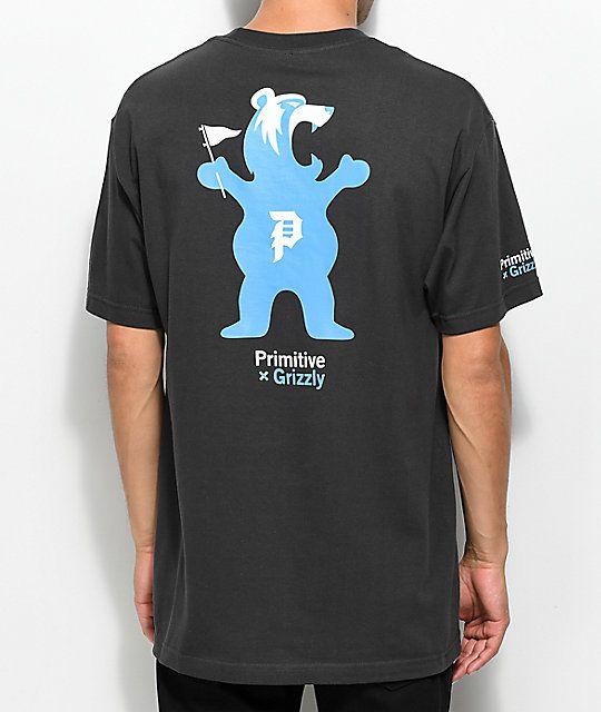 Primitive Grizzly Logo - Primitive X Grizzly Mascot Vintage Black T-Shirt | Zumiez