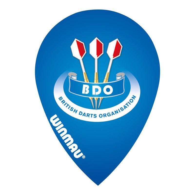 BDO Logo - Winmau Flights – Poly – Pear – Blue BDO Logo – The Darts Shack