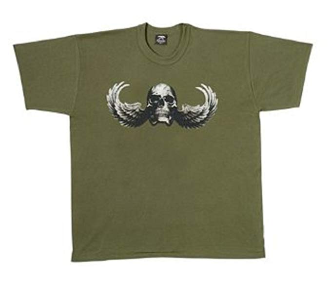 Fashion Wing Logo - Amazon.com: Skull Wing Logo Fashion T-Shirt in Olive Drab: Clothing