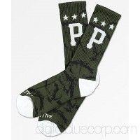 Primitive Grizzly Logo - Primitive x Grizzly Logo Scatter Coral Washed Crew Socks 285605 s5qV5us2