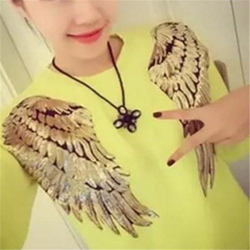 Fashion Wing Logo - Patch clothes sequins sewing biker patches for clothing embroidery