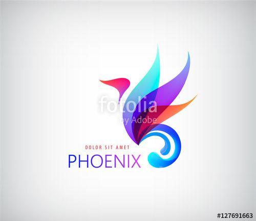 Fashion Wing Logo - Phoenix colorful brand, animal logo, hotel fashion concept. Stock