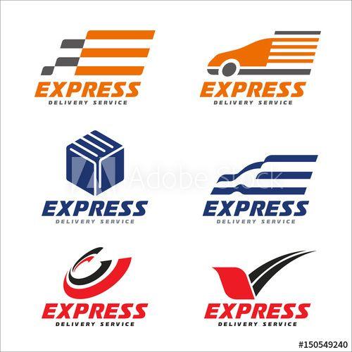 Bird with Orange Circle Logo - Express delivery service logo with transport car , box , arrow ...