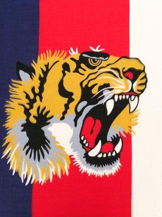 Gucci Lion Logo - Gucci Tiger embroidered scarf £285 - Shop SS19 Online - Fast ...