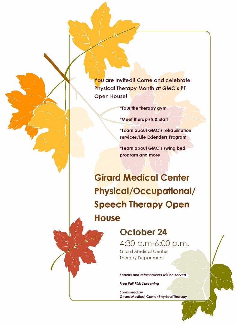 P. Physical Therapy Month Logo - Girard Medical Center Therapy Open House October 24th!