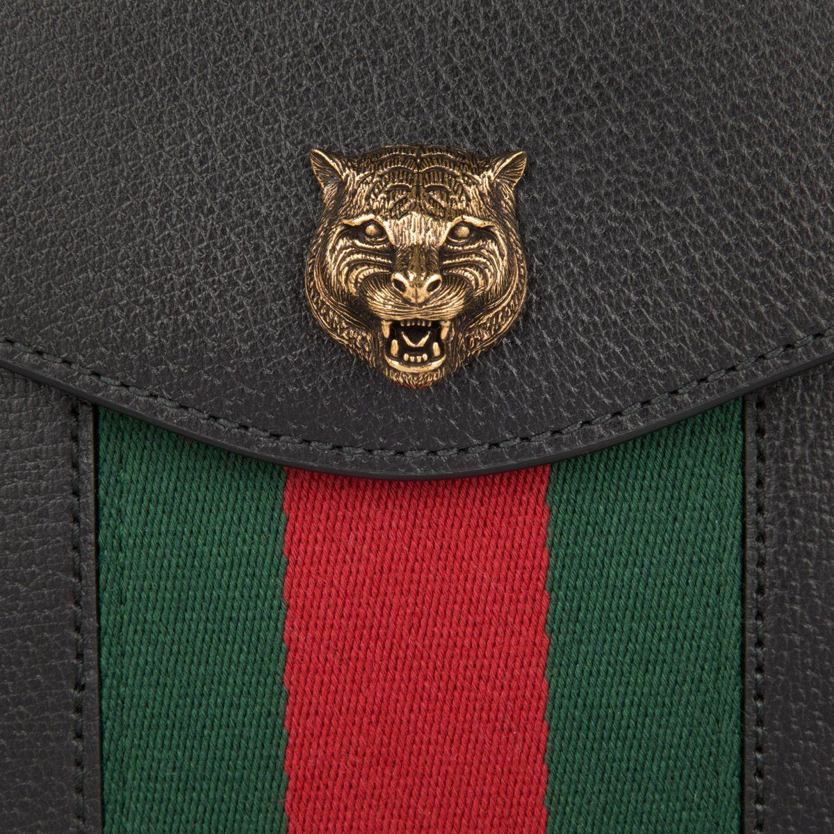 Gucci Lion Logo - Gucci Lion Leather Crossbody Bag Black in black