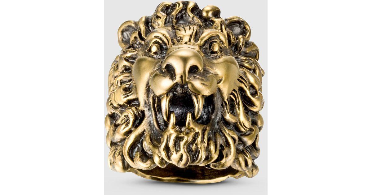 Gucci Lion Logo - Gucci Lion Head Ring in Metallic for Men