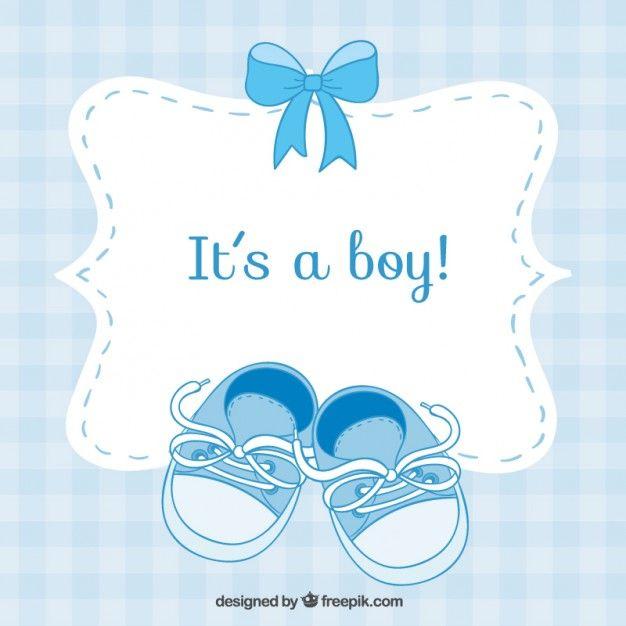 Baby Boy Logo - Baby shower card with small shoes Vector | Free Download