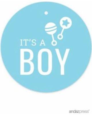 Baby Boy Logo - Amazing Deal on It's A Boy Baby Blue Chevron Baby Shower Round ...