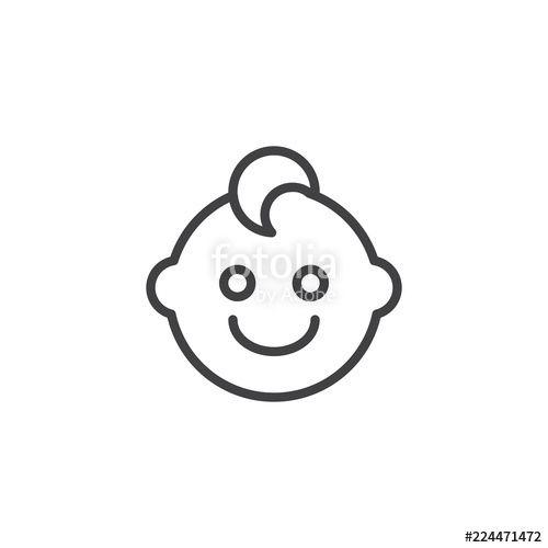 Baby Boy Logo - Baby boy face outline icon. linear style sign for mobile concept and ...