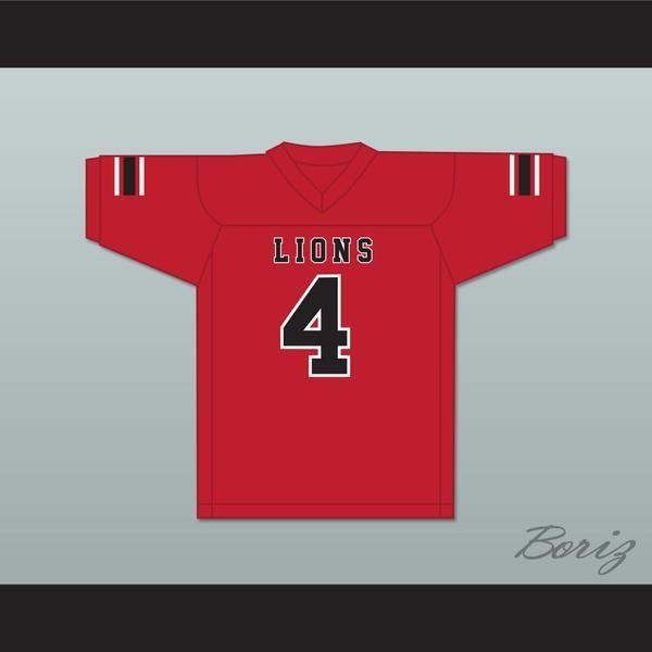 EMCC Lions Red Logo - Wyatt Roberts 4 EMCC Lions Red Football Jersey