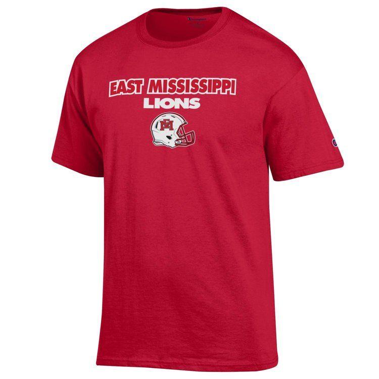 EMCC Lions Red Logo - East Mississippi Lions Helmet Tee