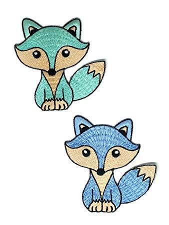 Blue and Green Fox Logo - Mix Blue Green Fox Animal Wild Life Cartoon Sew Iron on Embroidered ...