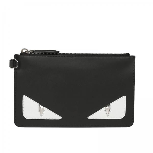 Fendi Monster Eyes Logo - Fendi Men's Black Bags | Fendi Monster Eyes Smooth Leather Clutch ...