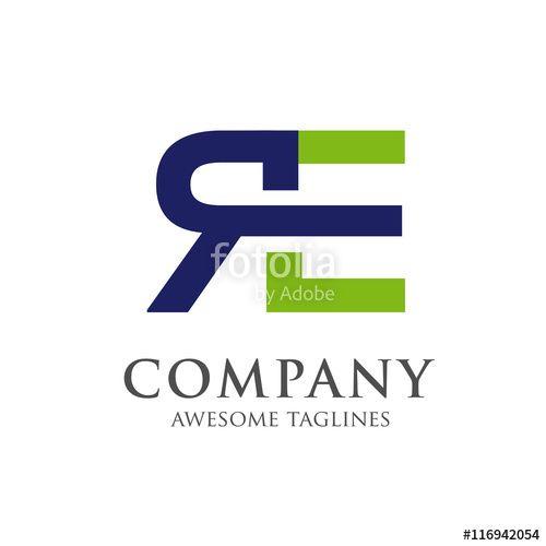 ER Logo - letter ER with circle creative logo concept, innovative RE letter