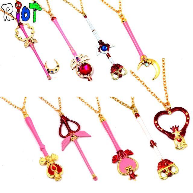 Sailor Moon Logo - 9 Sailor moon logo diamante gold Link Chain choker necklace sceptre ...