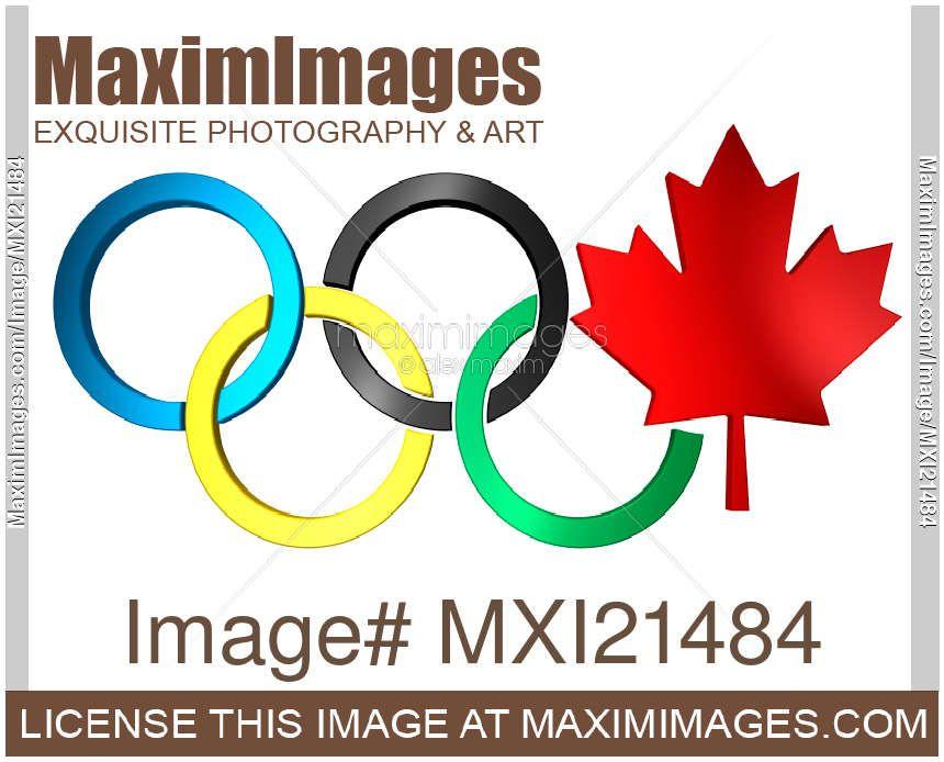 Canada Maple Leaf Olympic Logo - Illustration: Olympic Rings. Maximimage Stock illustrations