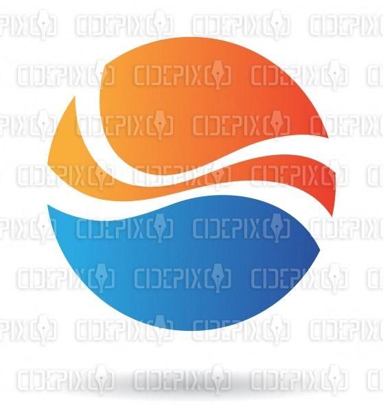 Orange and Blue Circle Logo - abstract blue and orange wavy circle logo icon