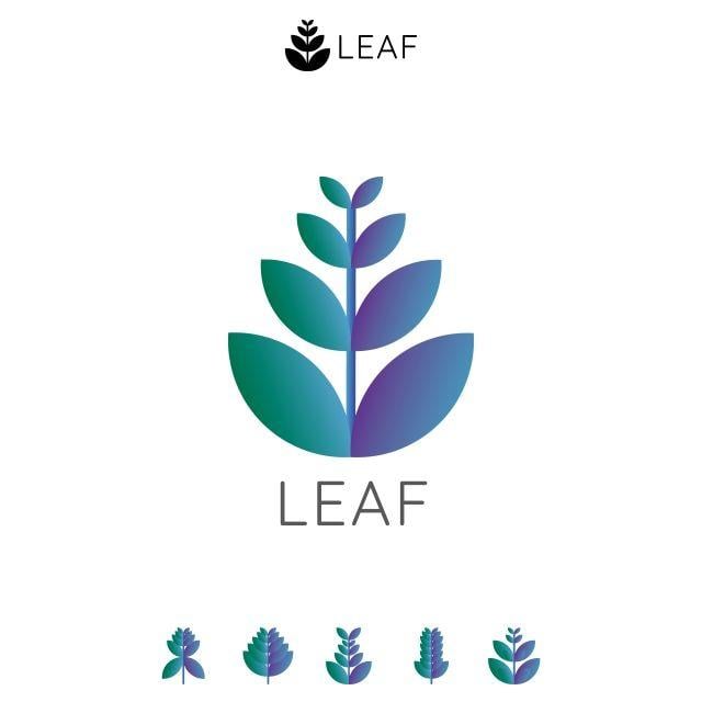 Blue Leaf Logo - Simple Natural Leaf Logo Icon Abstract Purple And Blue Leaf Set ...