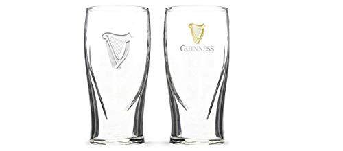 Guinness Beer Harp Logo - Guinness Gravity 20oz. Embossed Beer Glasses Pair 14K Gold Harp Logo ...