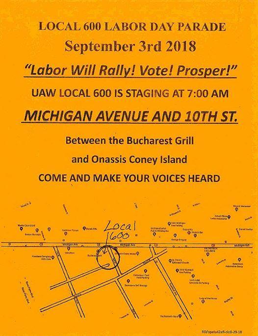 Local 600 UAW Logo - UAW Local 600 Labor Day Parade at Michigan Avenue & 10th Street